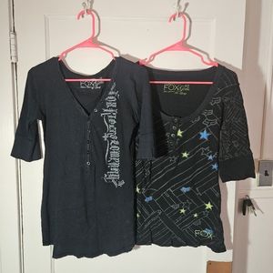 FOX - 2 Shirt Bundle: Both Sz. XL Jr.s - Mid sleeve length, button neck.